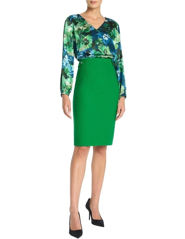 Isodora Silk Blouse in Green Multi