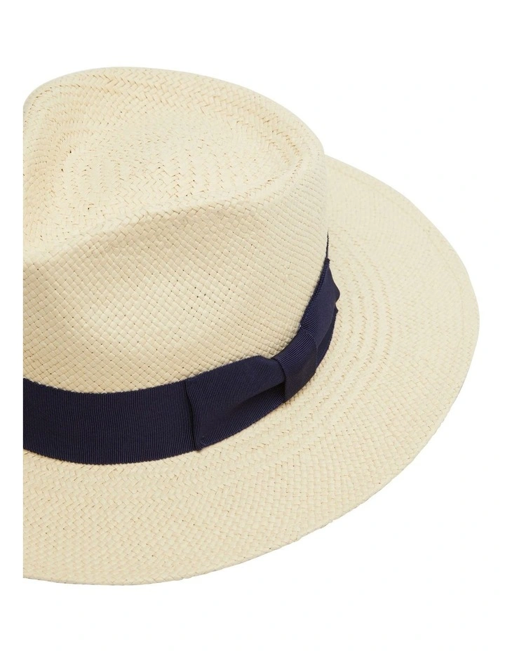 Jacob Mens Fedora in Natural/Navy Blue