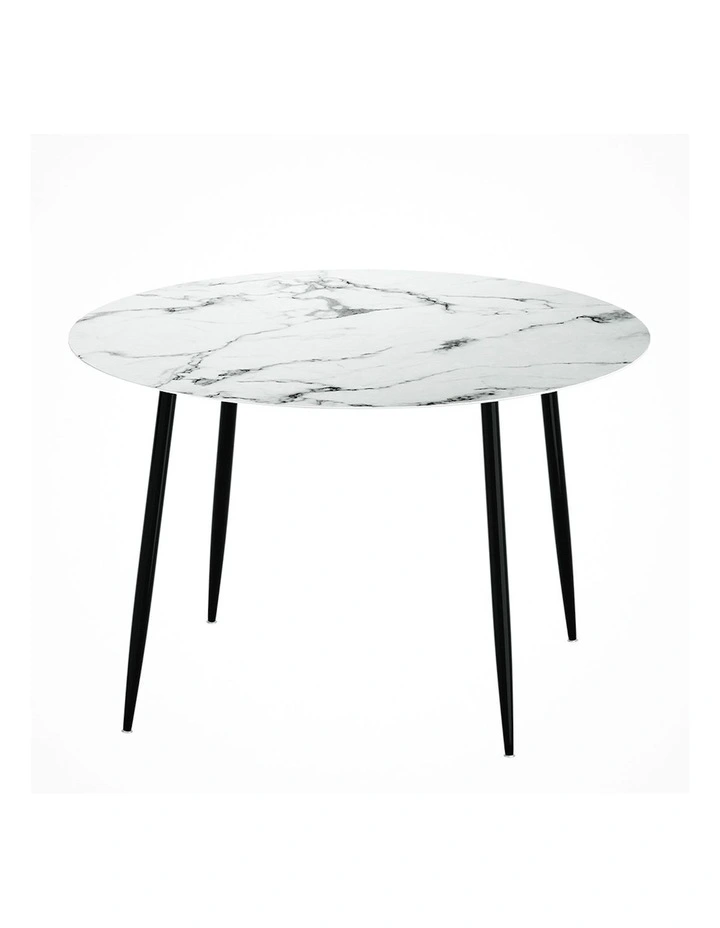 Round Wooden Dining Table 110cm in Marble Effect