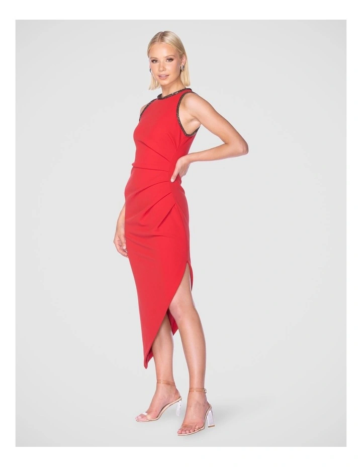Divya Midi Dress in Red