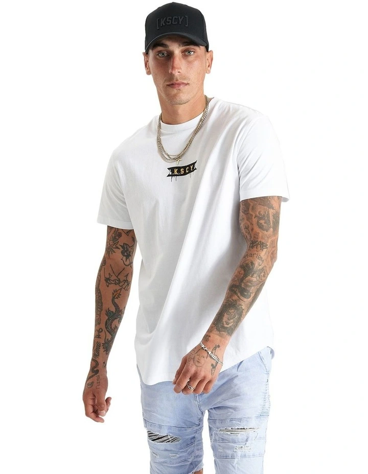 Dark Vamp Dual Curved Tee in Optical White