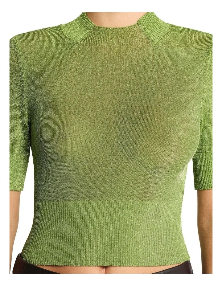 Knit Top in Metallic Lime