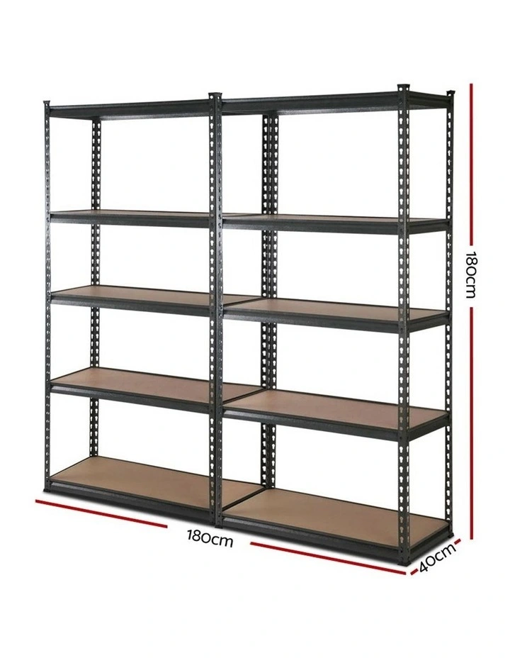 2x1.8M 5-Shelves Steel Warehouse Shelving Racking Garage Storage Rack Grey