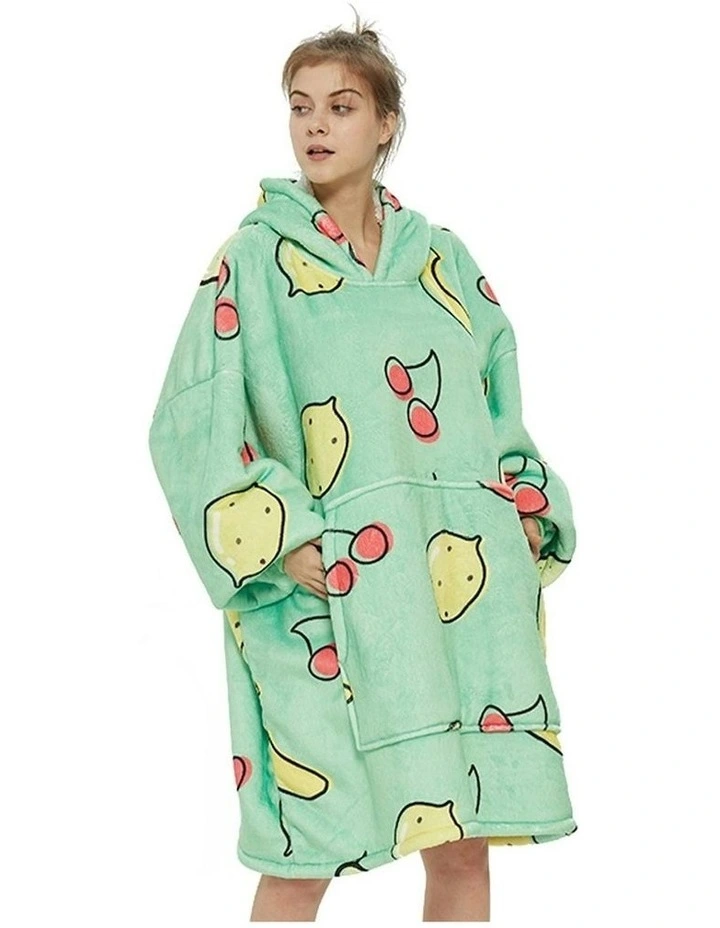Oversized Adult Blanket Hoodie in Cherry Lemon