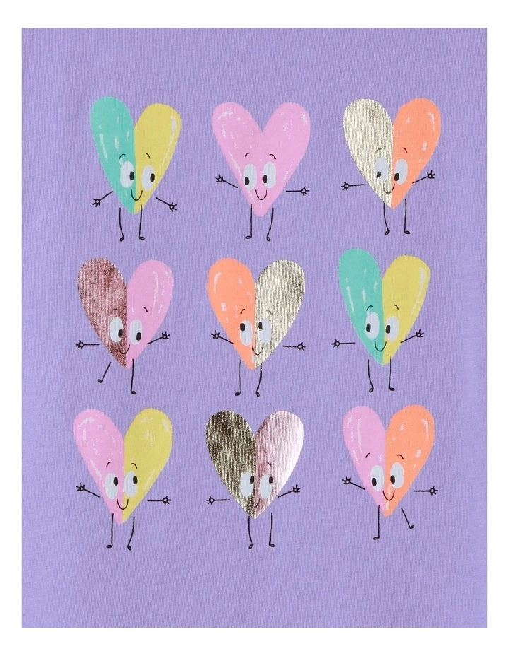 Essential Nine Hearts Long Sleeve Tee in Purple