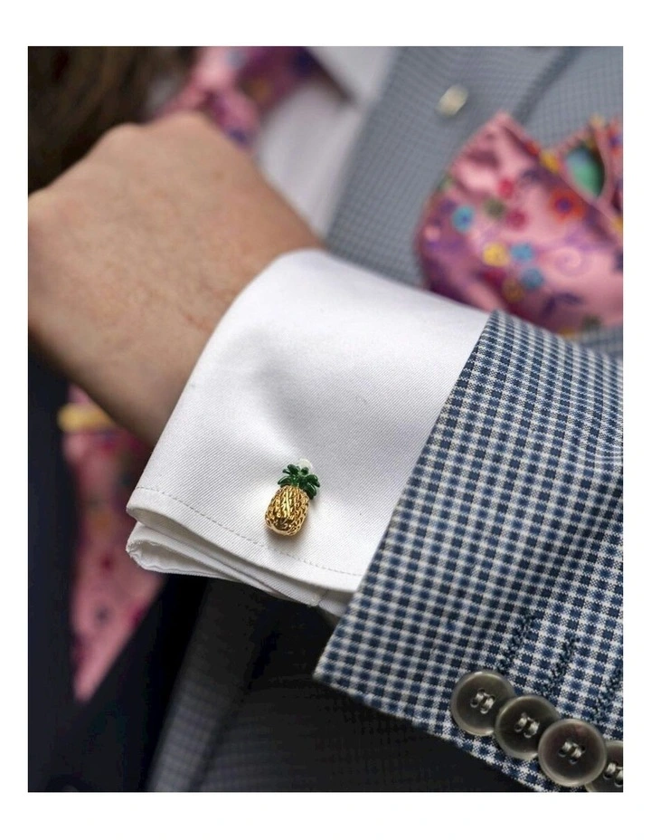 Pineapple Cufflink in Gold