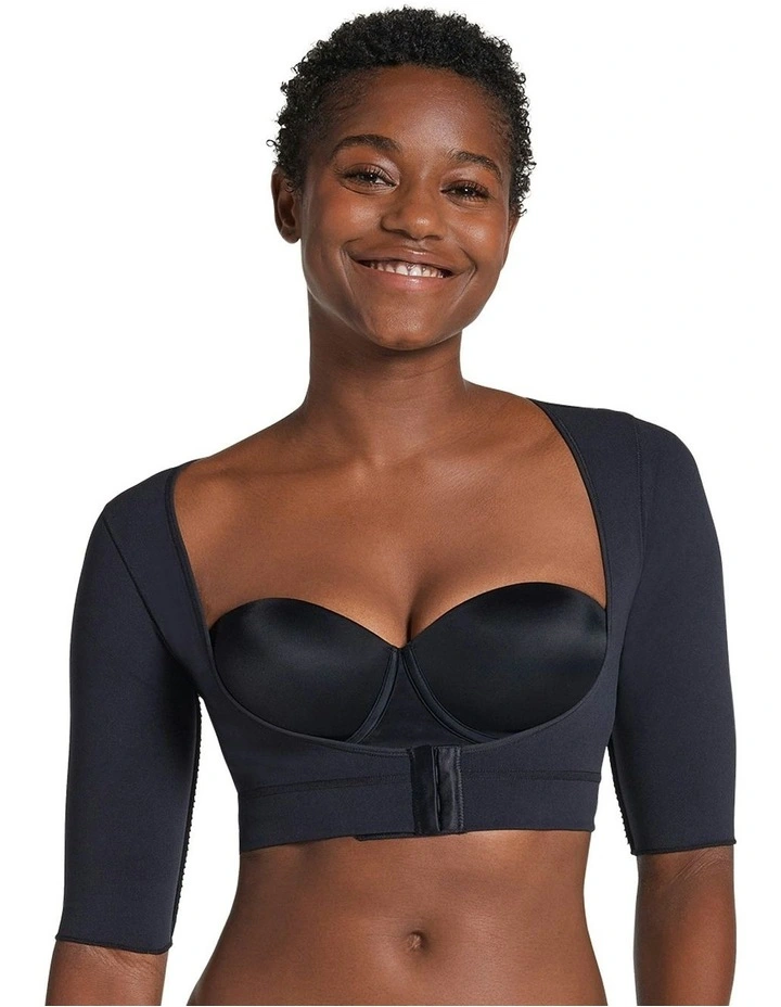 Invisible Upper Arm Shaper Short Compression Sleeves in Black