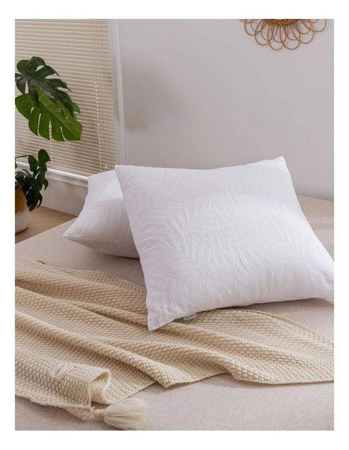 Leafy Jacquard Cotton European Pillowcase in White