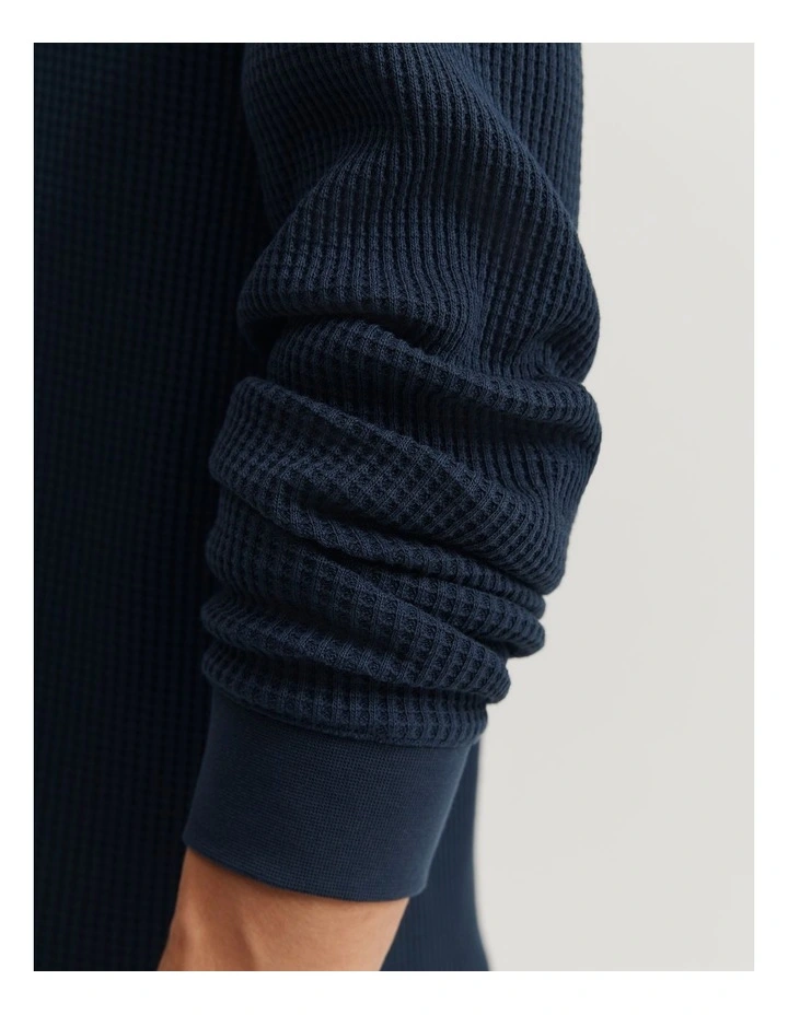 Australian Cotton Waffle Crew T-shirt in Navy