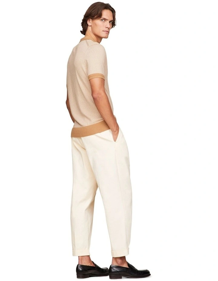 Cotton Silk Knit Polo in Classic Khaki/Calico