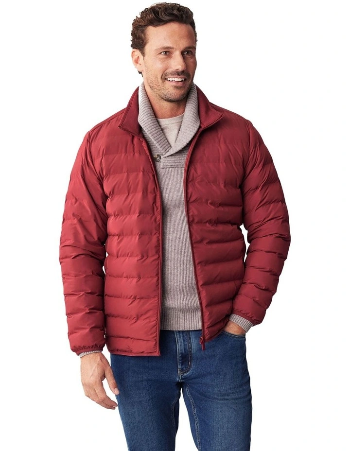Heatseal Puffer Jacket in Dark Red