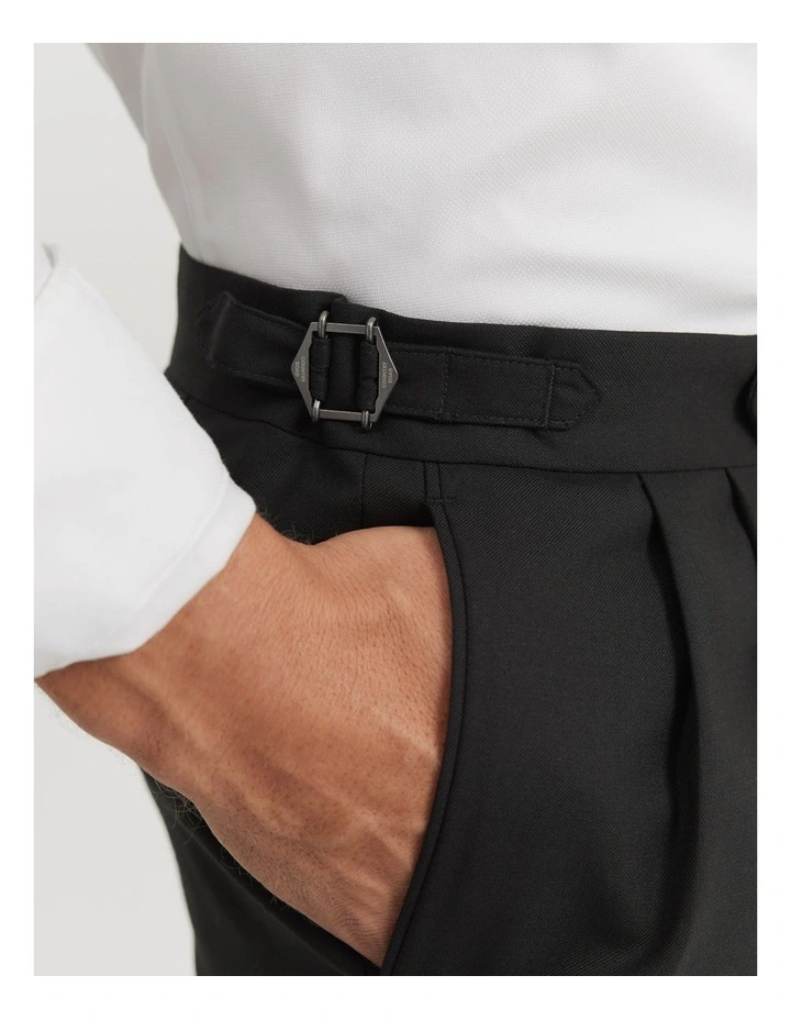 Wool Blend Buckle Pant in Black