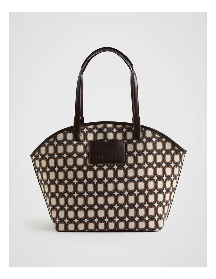 Pocket Detail Fabric Tote in Multi Retro