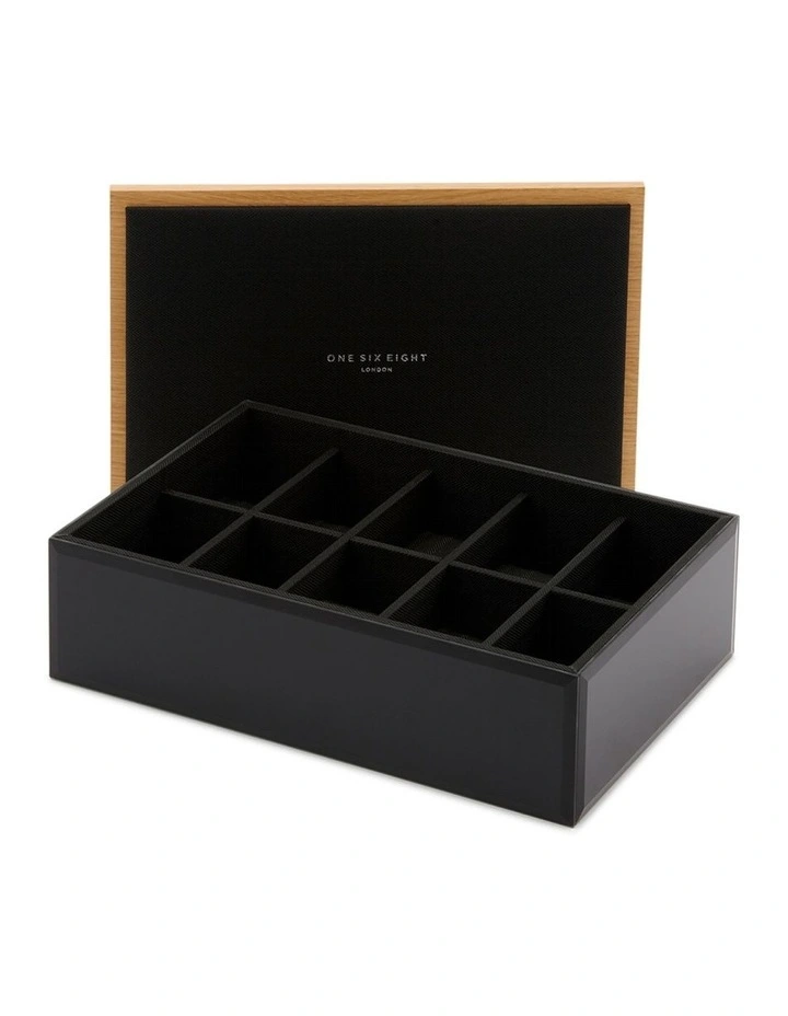Emerson Large Watch/Cufflink Box in Black
