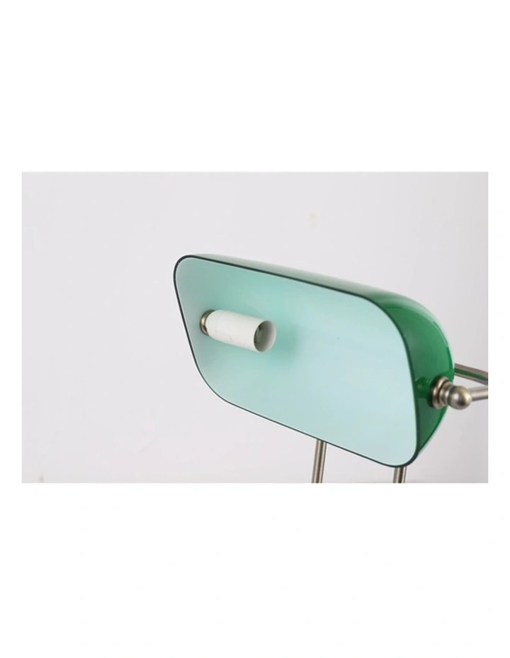 Banker Touch Table Lamp With Usb Charger Antique Brass/Green
