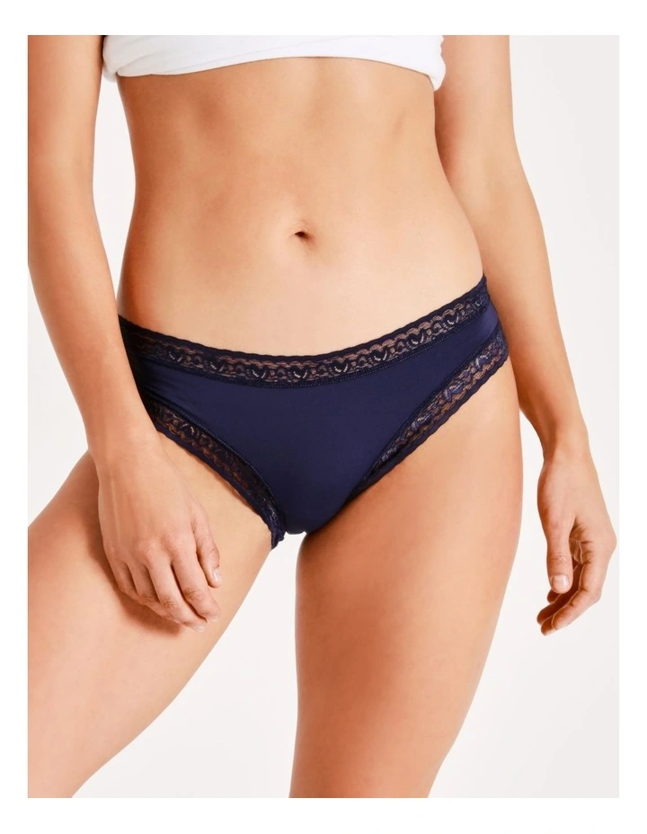 Smooth Lace Bikini Brief in Navy