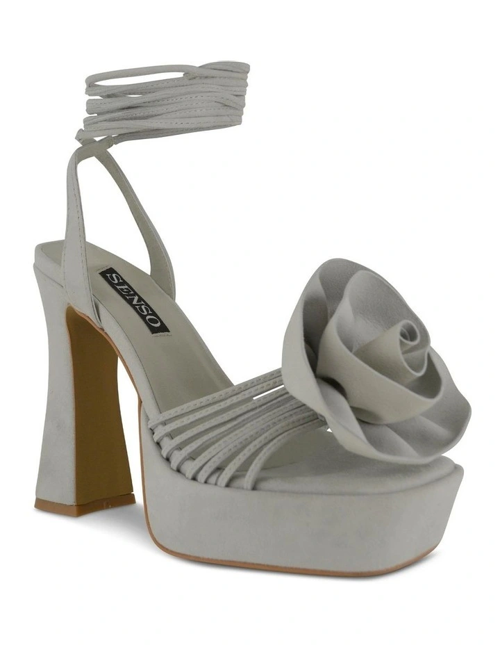Taya Suede Heeled Sandals in Oyster
