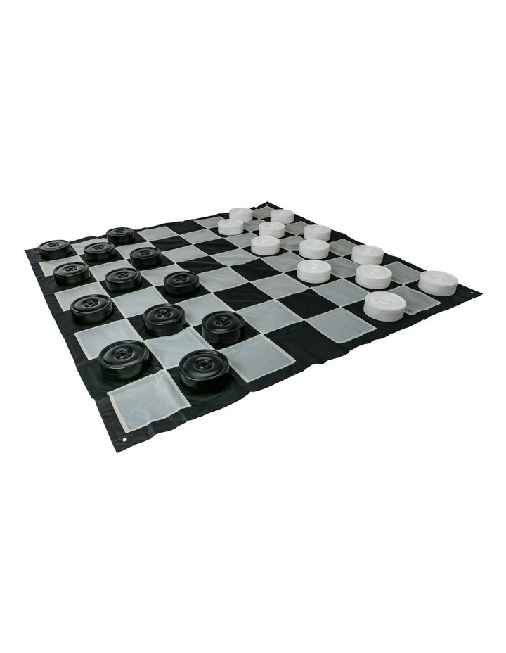 Giant Size Outdoor Draughts Checkers Game Set w/Mat