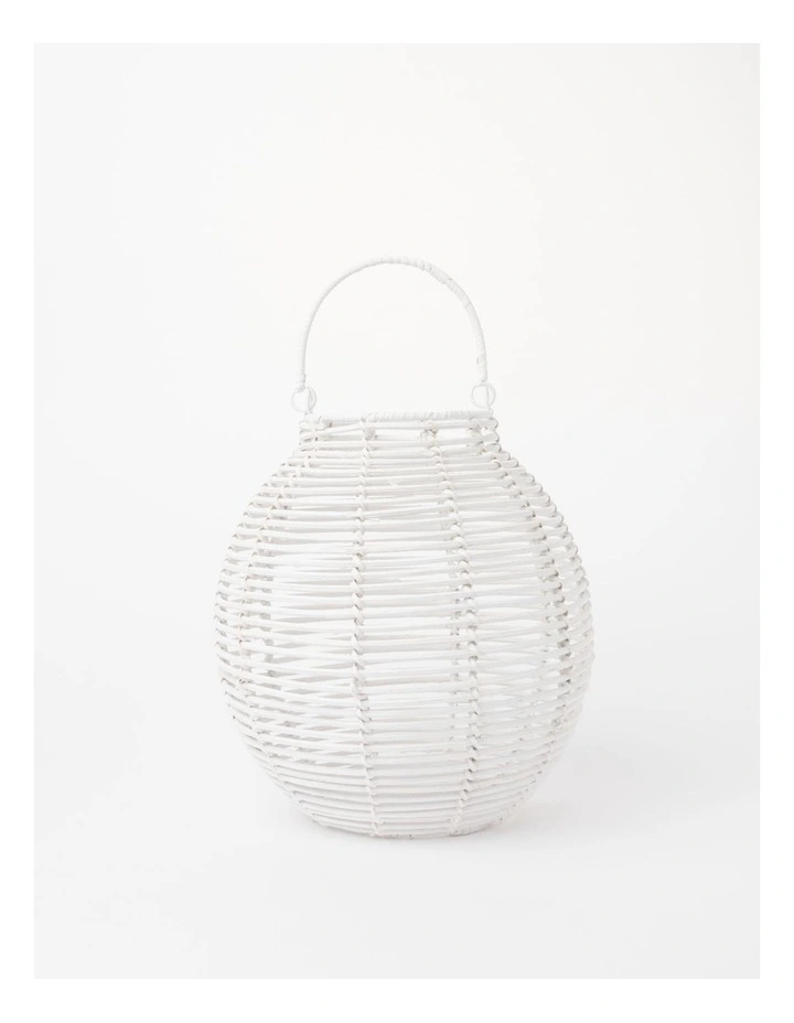 Narrabeen Rattan Lantern Small 30cm in White
