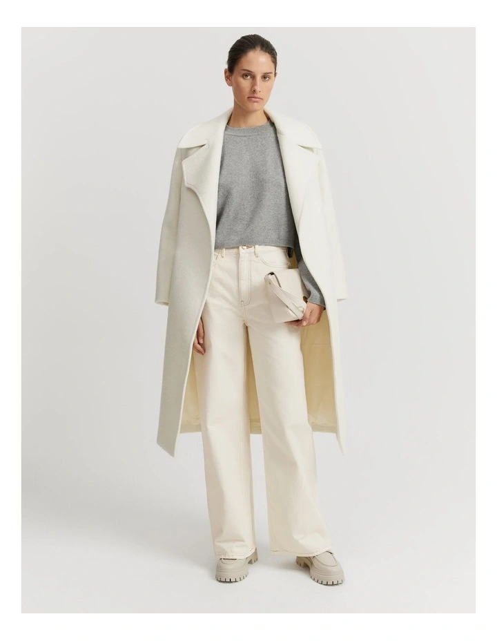 Gcs-certified Cashmere Blend Crop Knit in Light Grey Marle