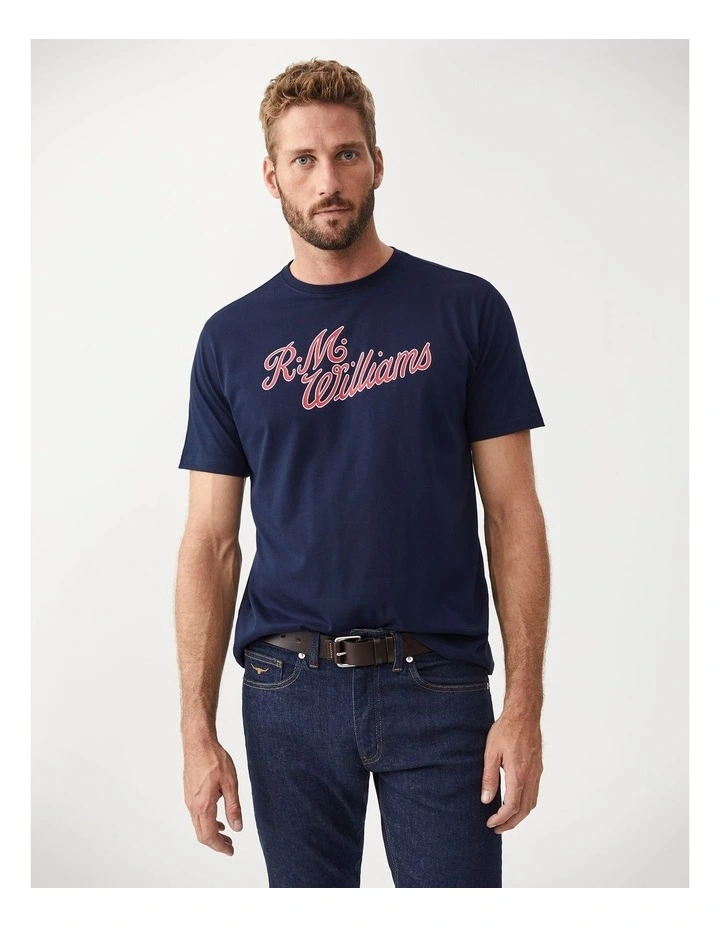 R.M.W Script T-Shirt Navy/Red