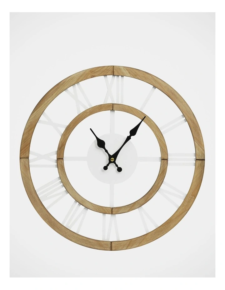 Noosa Wooden Roman Numerals Clock 40cm in Natural