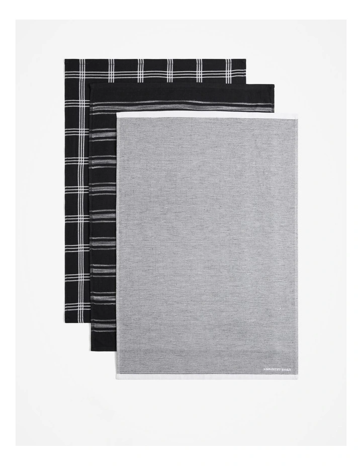 Xave Australian Cotton Tea Towel Pack Of 3 in Black