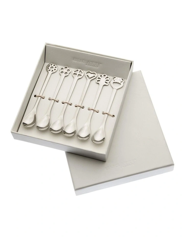 Lucky Charm Moka Spoons Set of 6 in Chrome