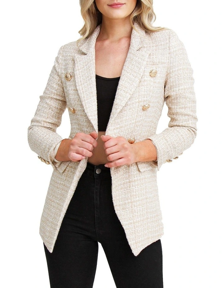 Princess Polina Beige Marle Tweed Blazer