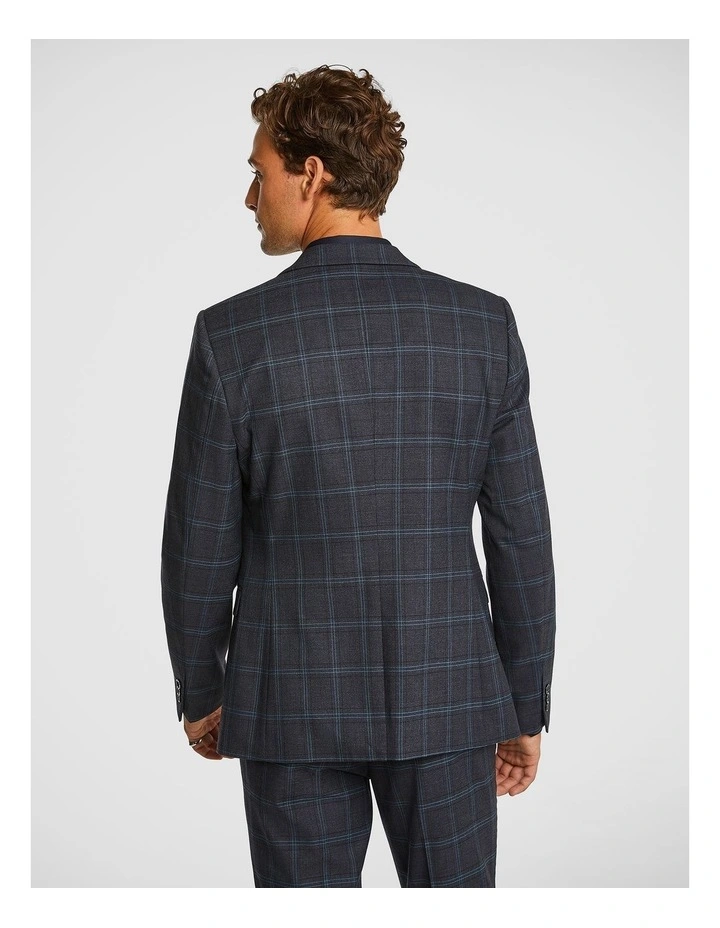 Limited Check Slim Suit Jacket in Navy