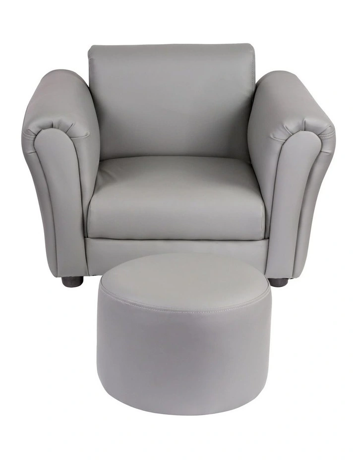 PU Leather Sofa Chair with Footstool