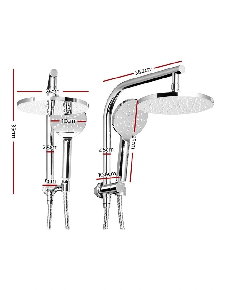 Rain Shower Head Set Handheld Round High Pressure Chrome 9''