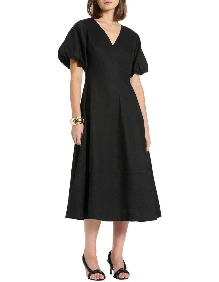 Gwen Linen Dress in Black