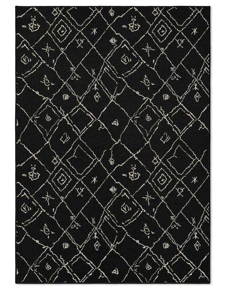 Logic Washable Cotton Feel Area Rug in Black