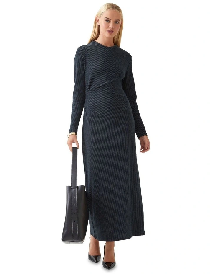 Hartley Pinstripe Knit Dress in Navy