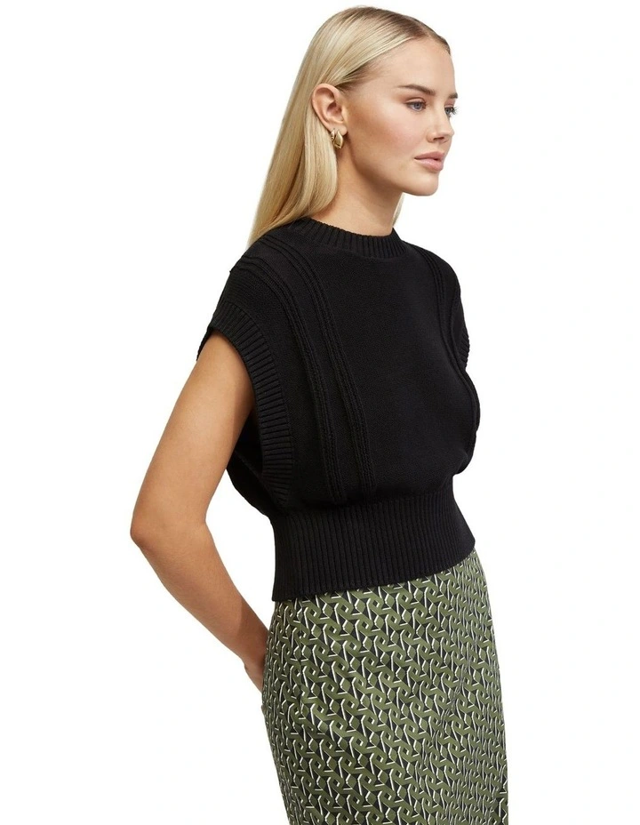 Erica Cotton Knit Vest in Black