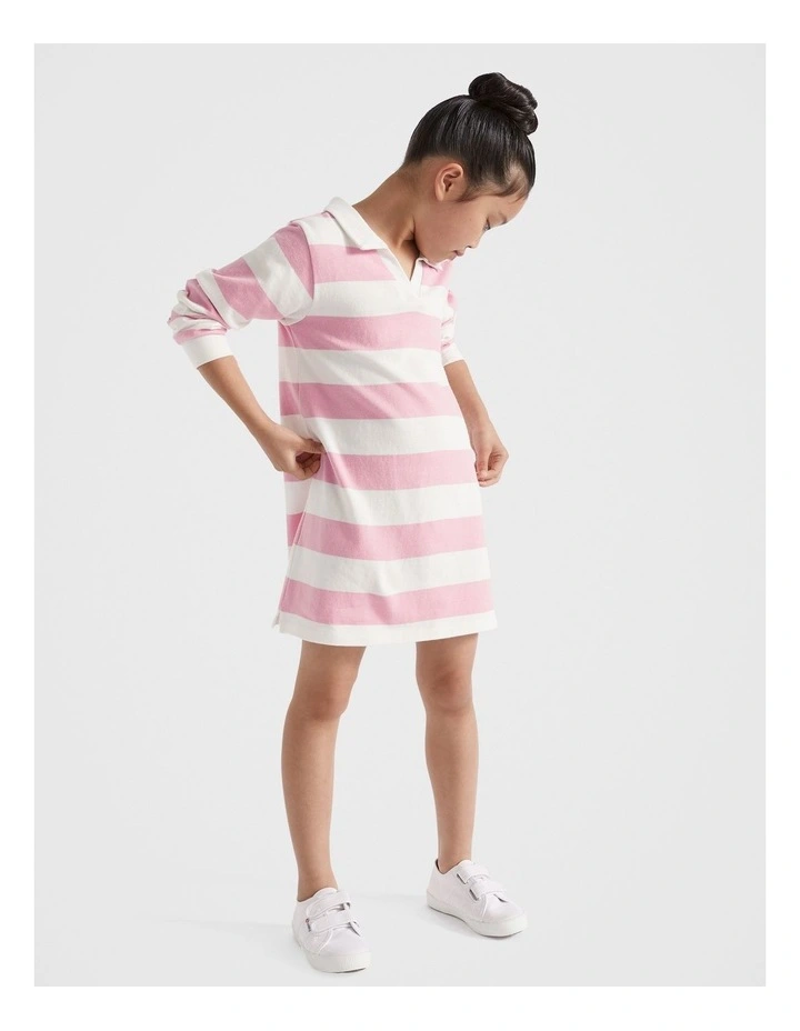 Core Rugby Dress in Candy Pink Stripe