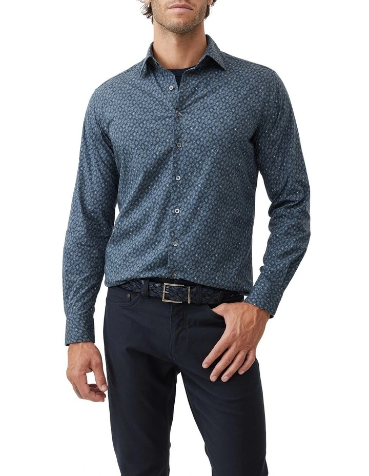 Bellmount Long Sleeve Sports Fit Shirt in Indigo