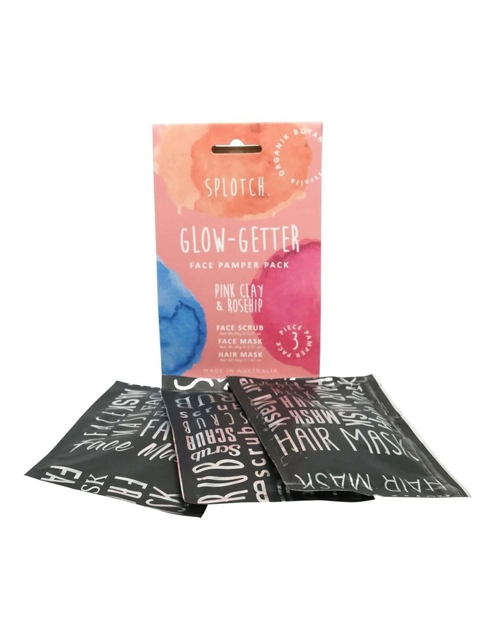 Splotch Pink Clay & Rosehip Glow Getter Face Pamper Pack