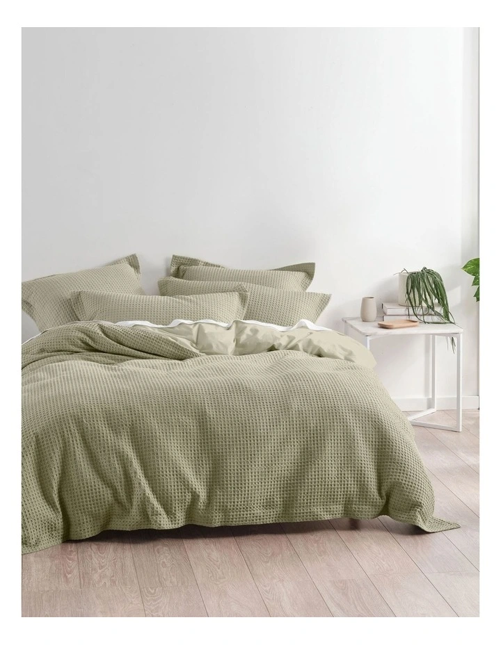 Deluxe Waffle Quilt Cover Set in Eucalyptus