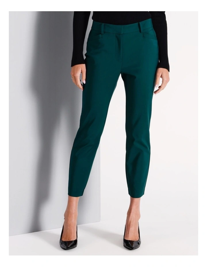 Organic Cotton Blend Cotton Sateen Pant in Dark Green