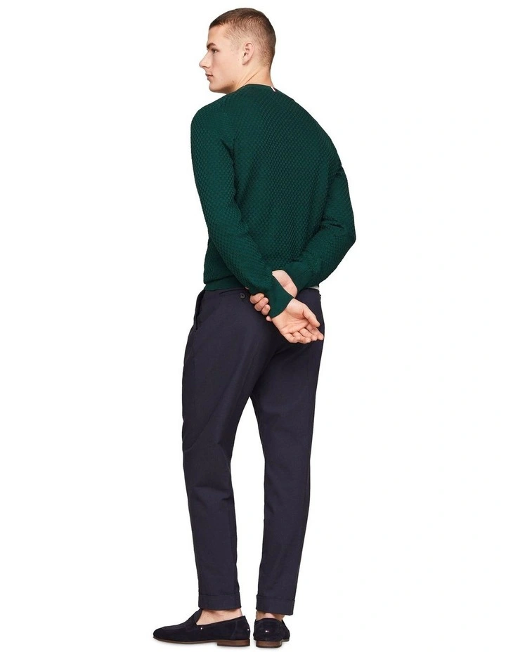 Dressed Casual Check Crew Neck Knit in Green
