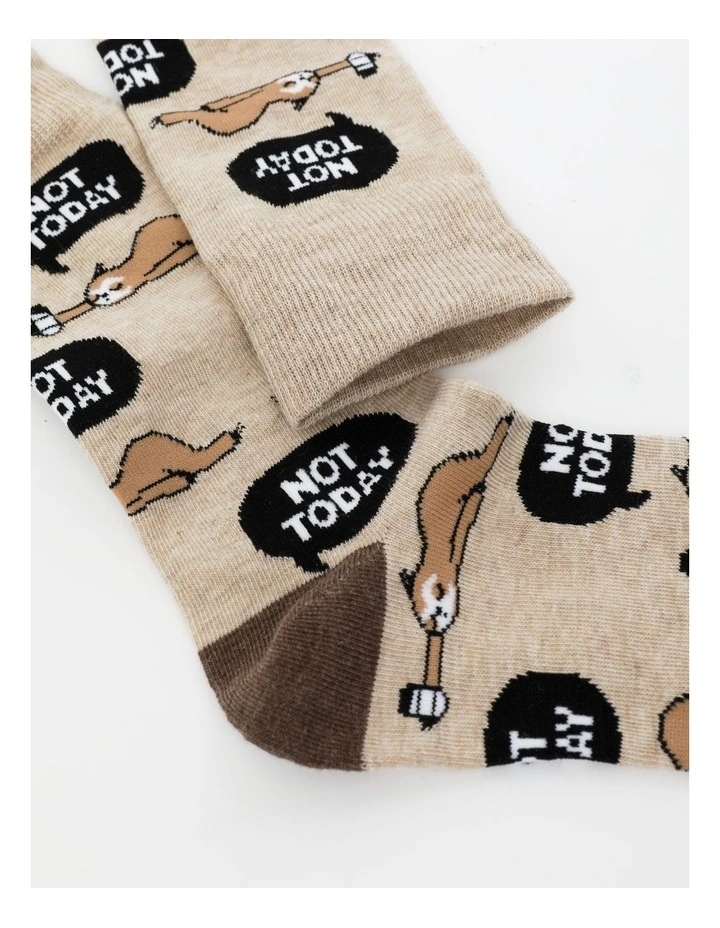 Sloth Not Today Socks in Linen Marle