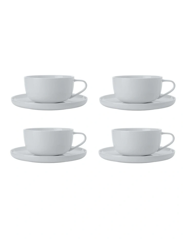 Cashmere High Rim Cup & Saucer 300ML Set Of 4 White