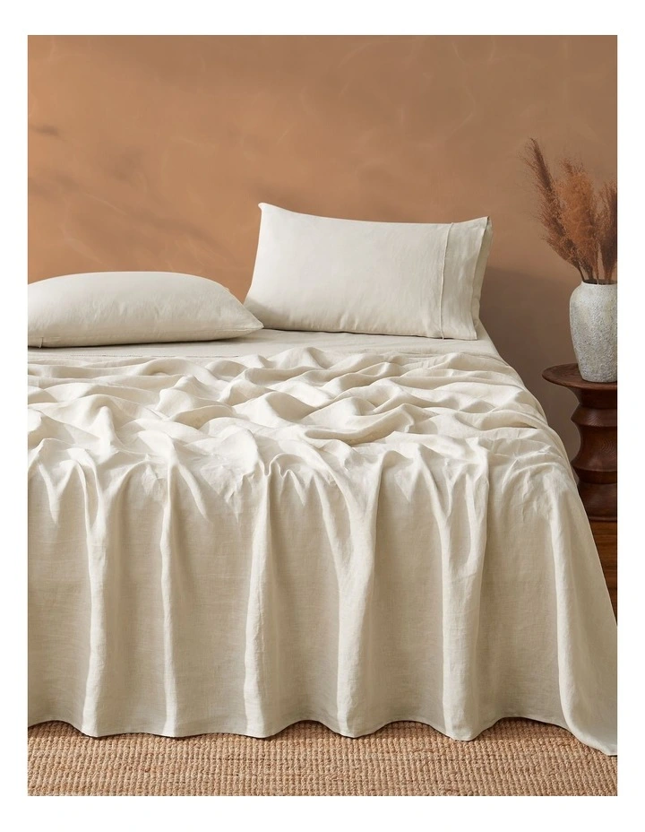 Vintage Washed Hemp Linen Sheet Set in Oatmeal