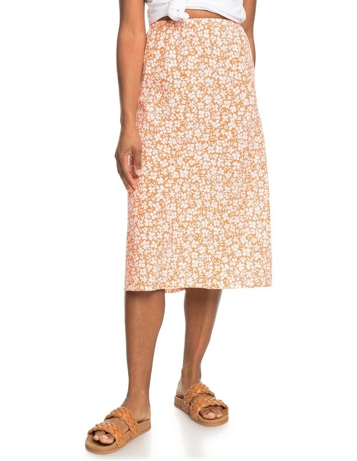 Shelly Beach Again Midi Skirt in Tangerine