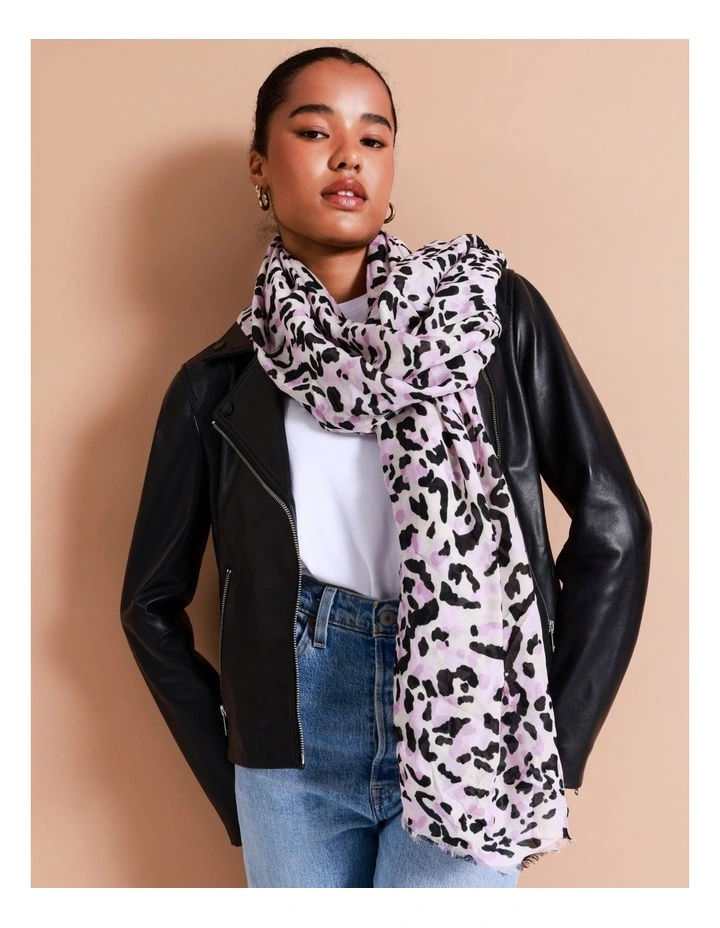 Print Modal Blend Scarf in Black/White