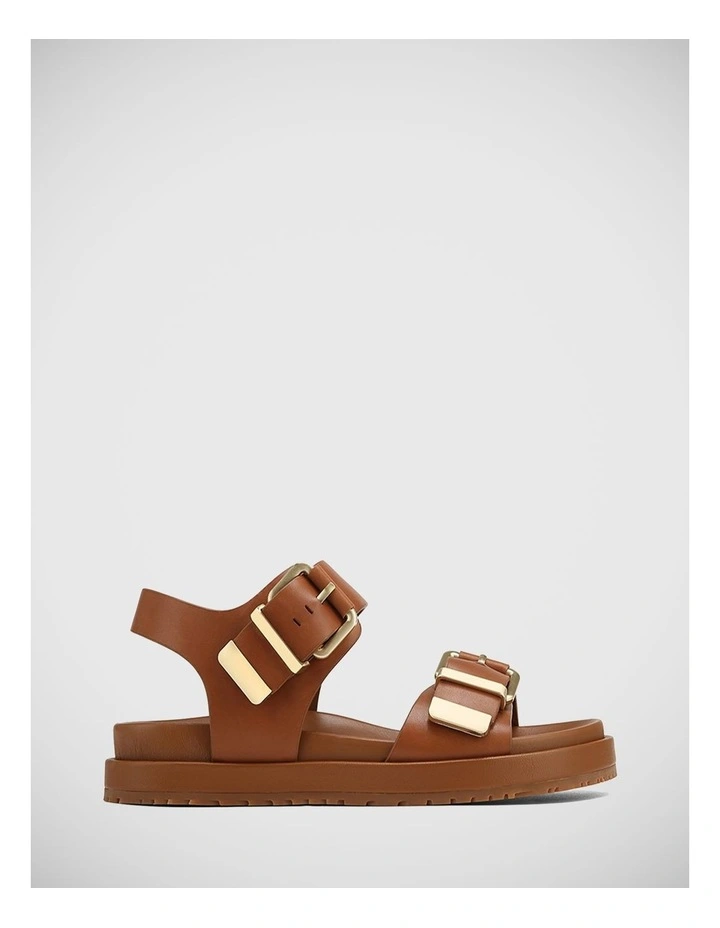 Bernadette Leather Sandal in Dark Cognac