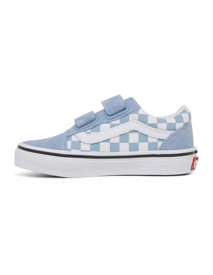 Old Skool V Check Youth Sneakers in Dusty Blue