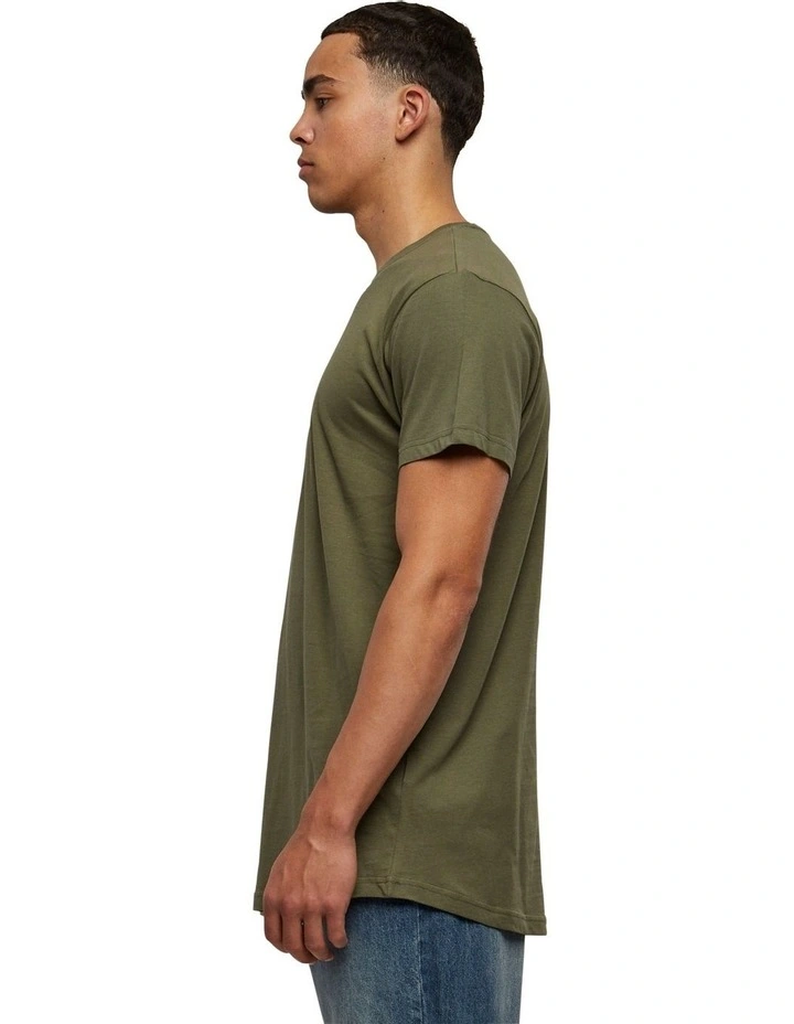 Mens Shaped Long Tee in Olive
